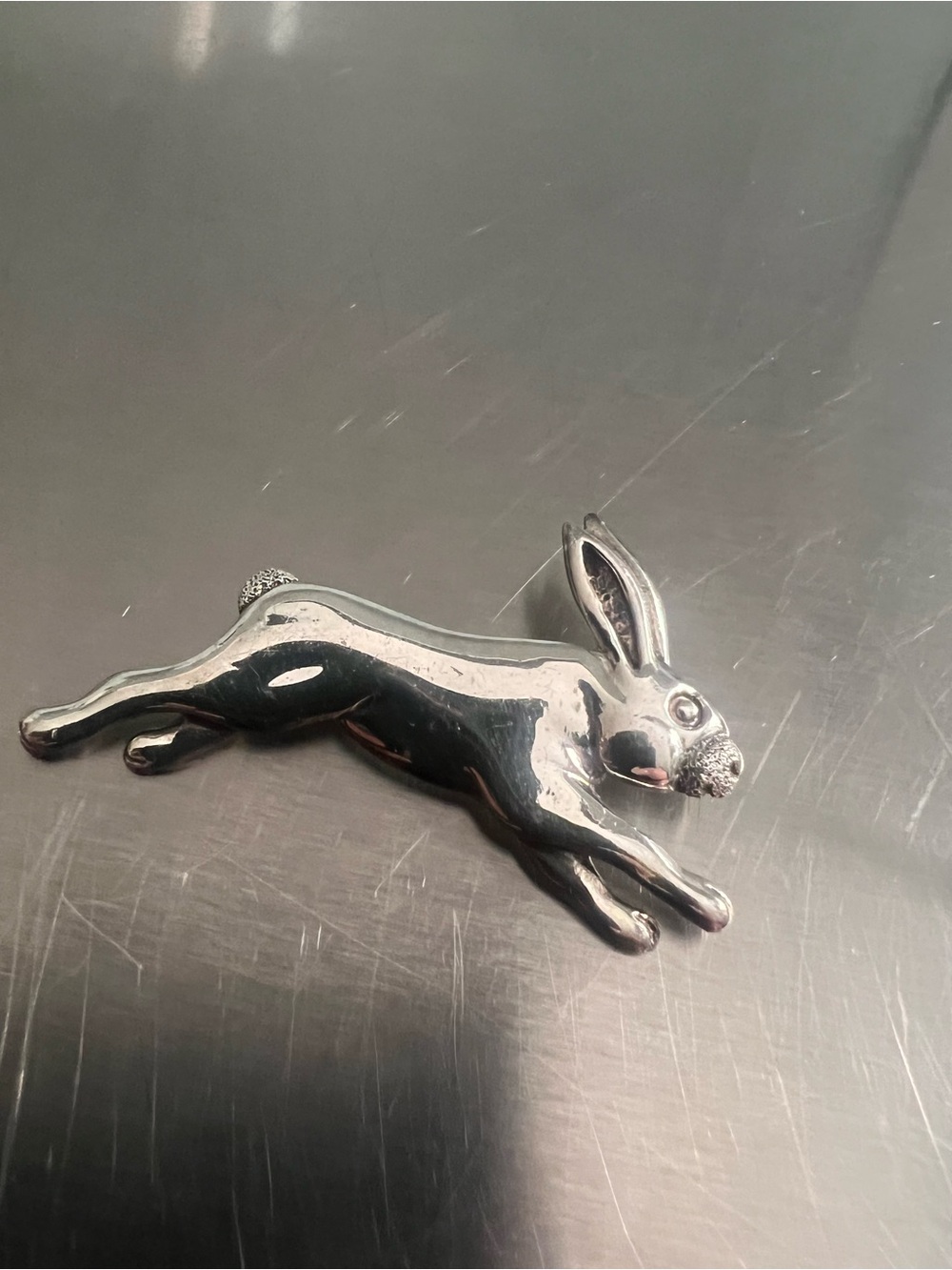 Vintage Sterling Silver Leaping Rabbit Pin/Brooch